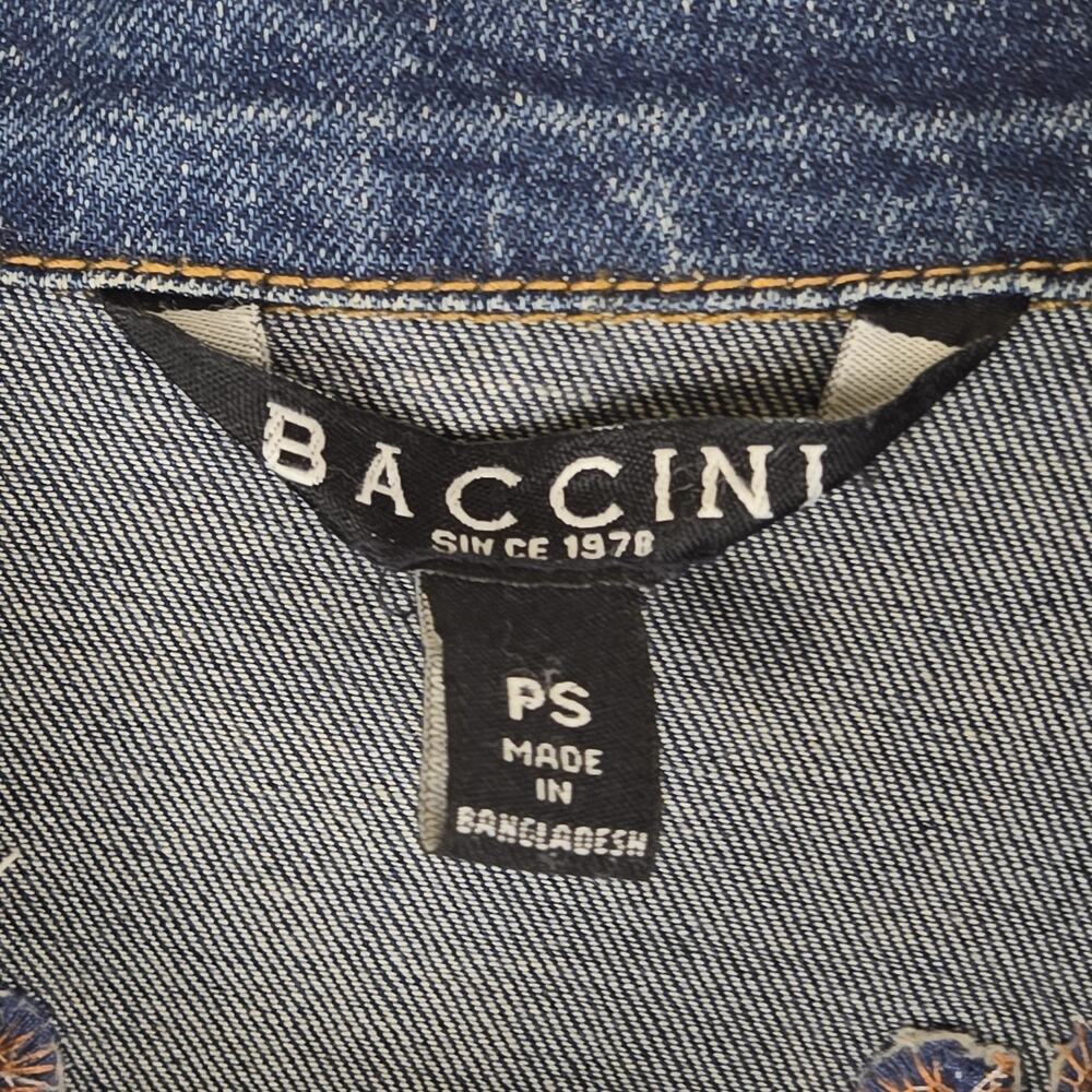 BACCINI Women’s Denim Jean Jacket Pockets Buttons Embroidered PS Boho Hippie Flo - Picture 5 of 10